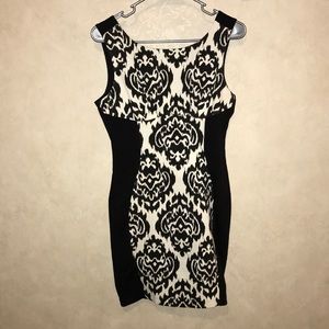 Black and white high neck dress